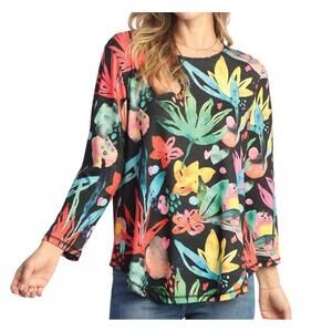 NEW JESS & JANE vivid round neck top in multi color